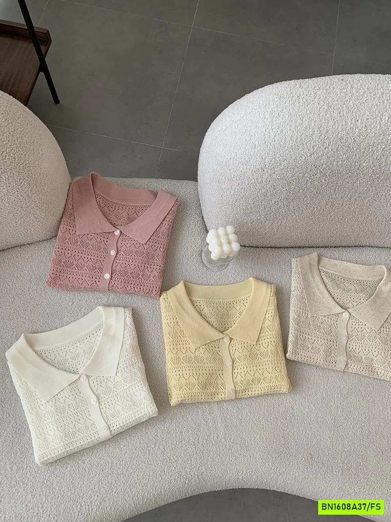 POLO DỆT CÚC TRƯỚC NGẮN TAY