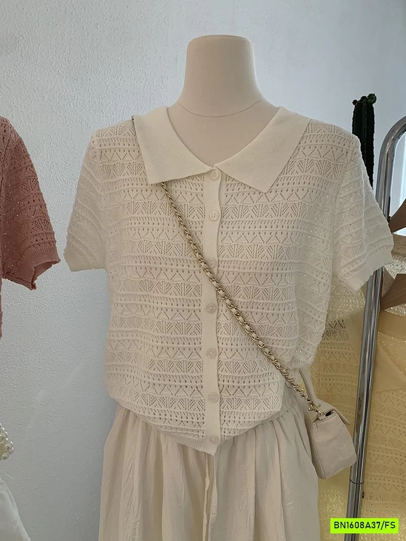 POLO DỆT CÚC TRƯỚC NGẮN TAY