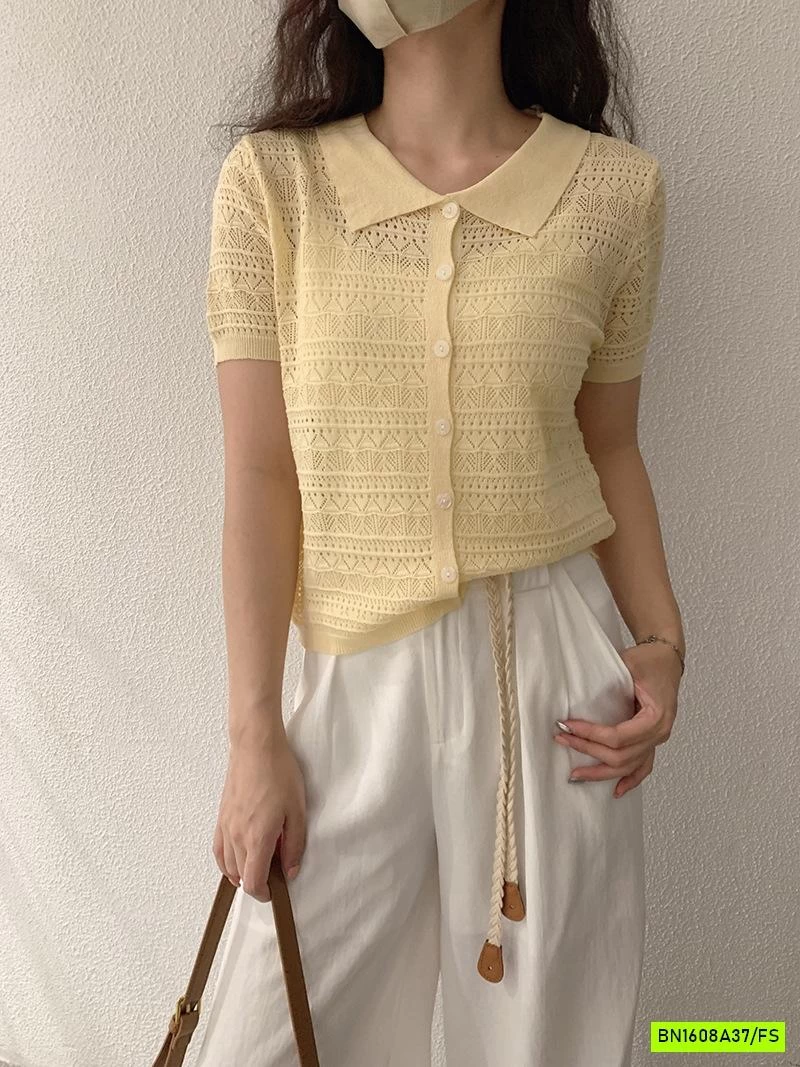 POLO DỆT CÚC TRƯỚC NGẮN TAY
