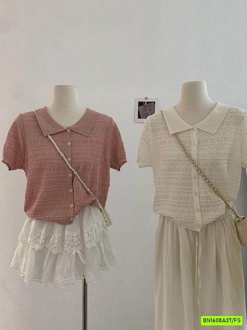 POLO DỆT CÚC TRƯỚC NGẮN TAY