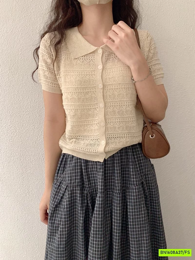 POLO DỆT CÚC TRƯỚC NGẮN TAY