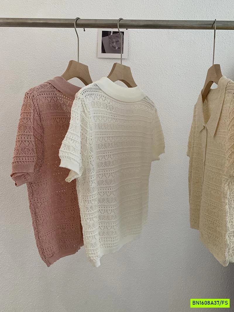 POLO DỆT CÚC TRƯỚC NGẮN TAY