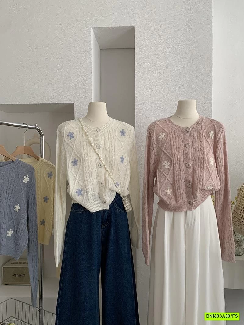 CARDIGAN LEN THÊU HOA