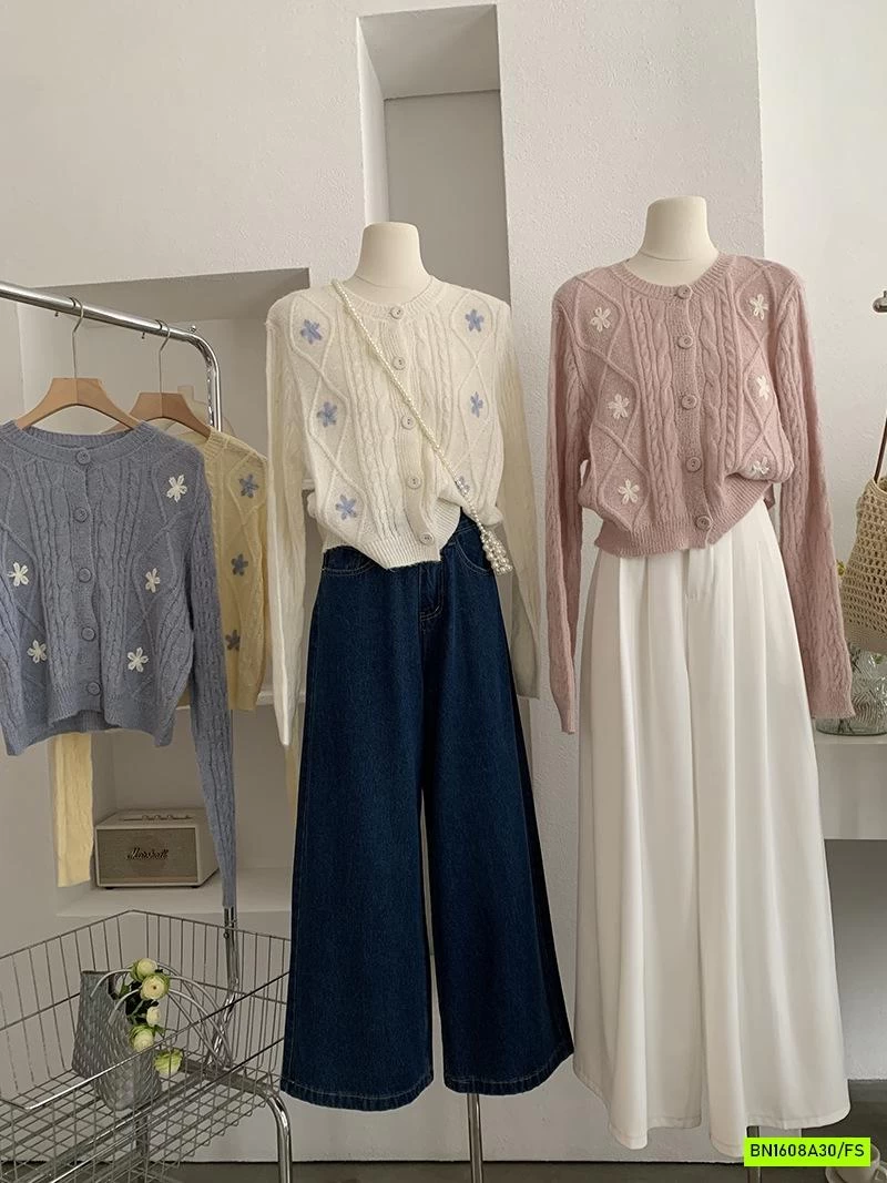 CARDIGAN LEN THÊU HOA