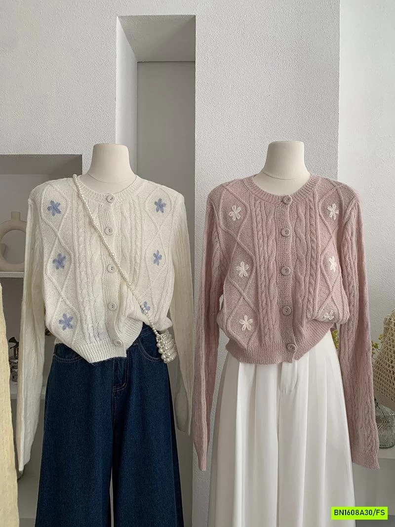 CARDIGAN LEN THÊU HOA