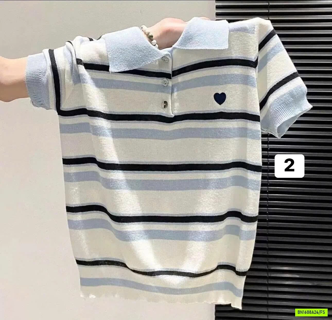 ÁO LEN DỆT KIM POLO SỌC PHỐI MÀU