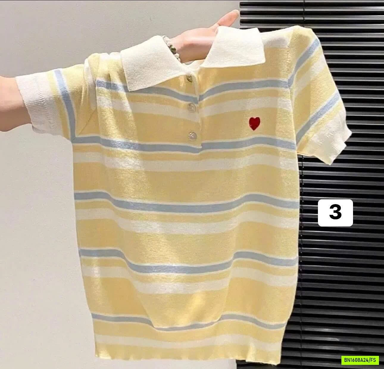 ÁO LEN DỆT KIM POLO SỌC PHỐI MÀU
