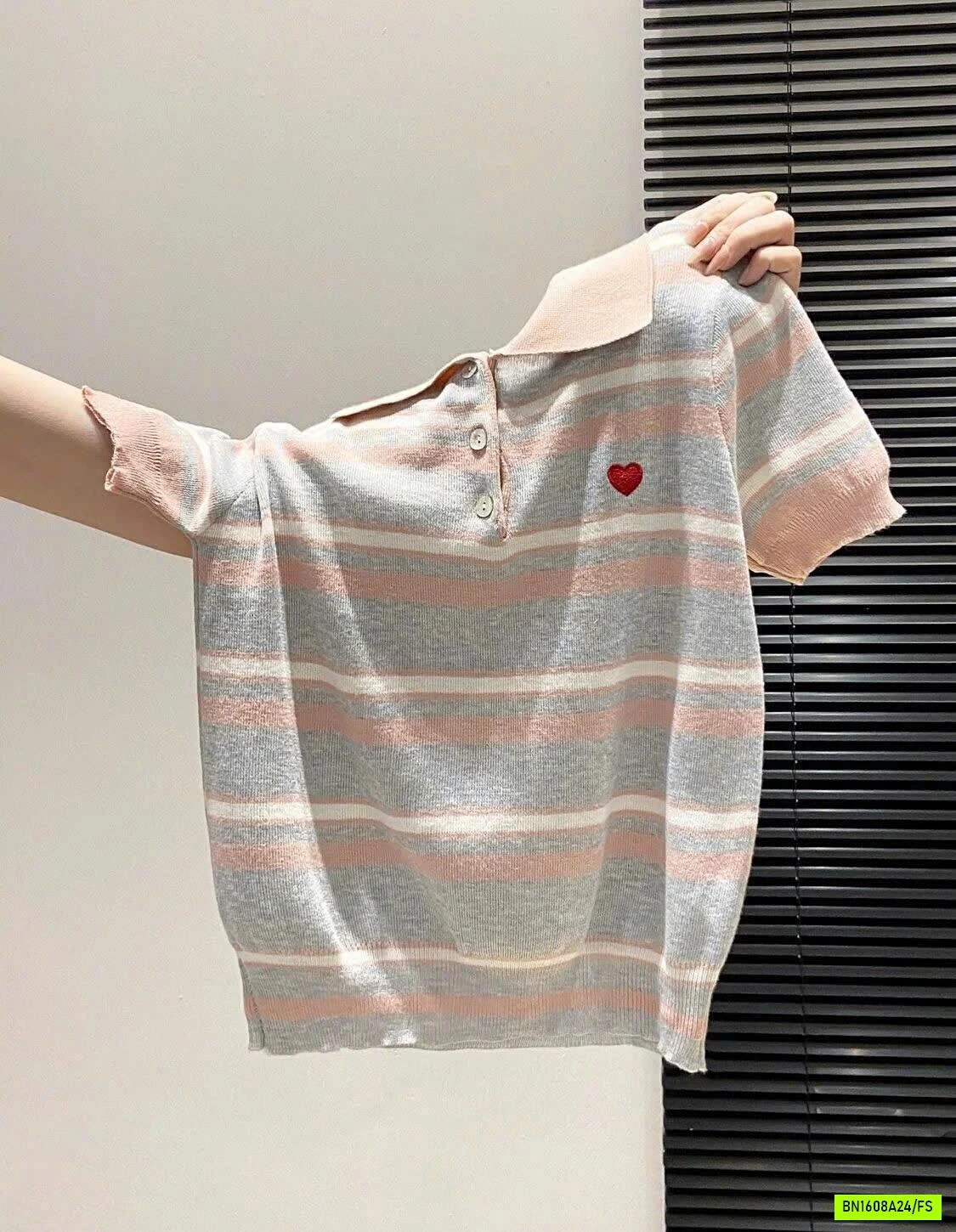 ÁO LEN DỆT KIM POLO SỌC PHỐI MÀU