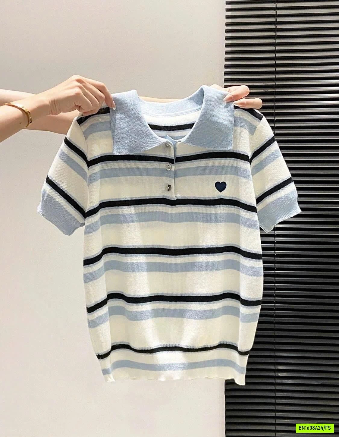 ÁO LEN DỆT KIM POLO SỌC PHỐI MÀU