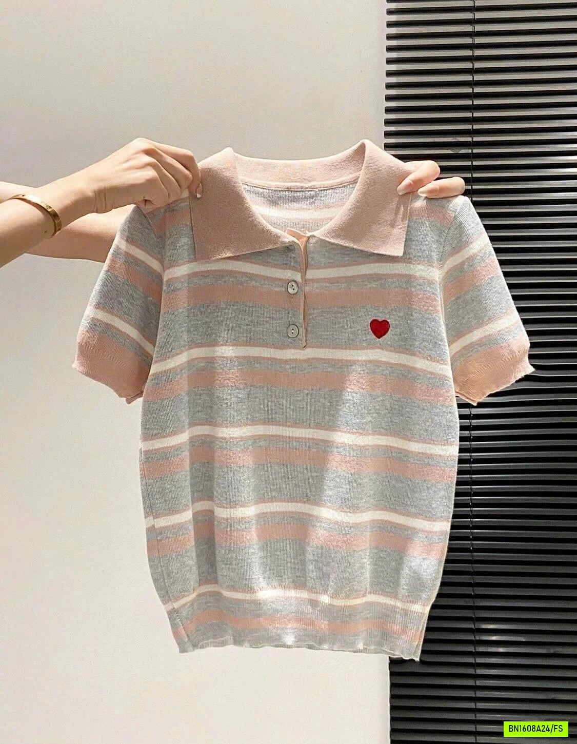 ÁO LEN DỆT KIM POLO SỌC PHỐI MÀU