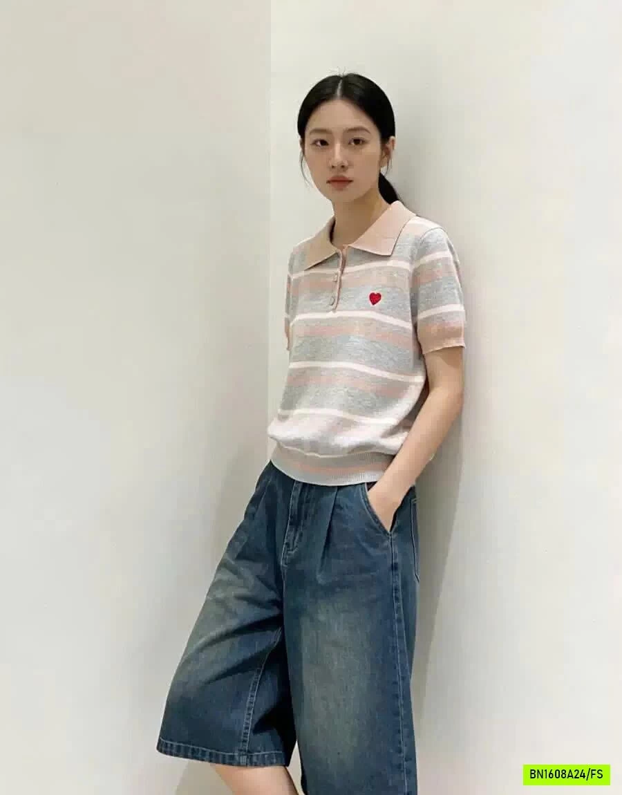 ÁO LEN DỆT KIM POLO SỌC PHỐI MÀU
