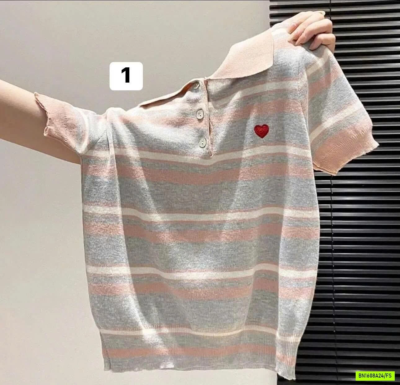 ÁO LEN DỆT KIM POLO SỌC PHỐI MÀU