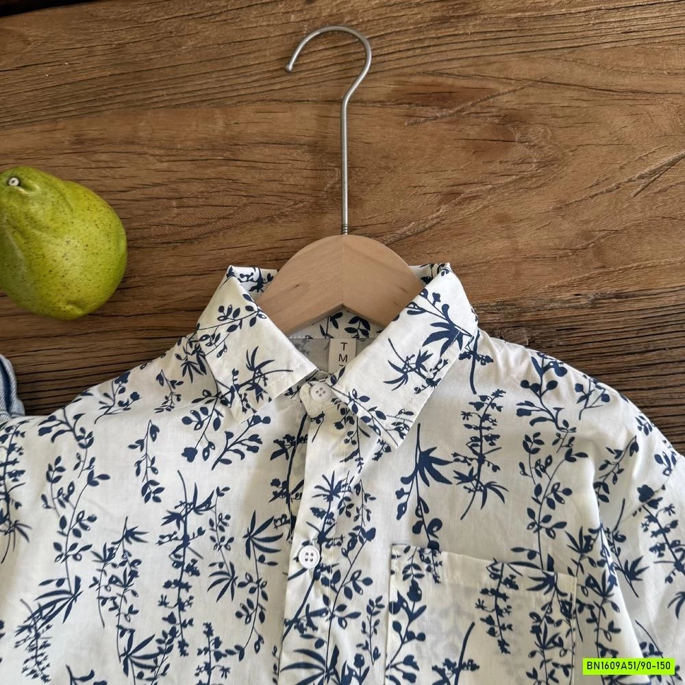 SƠ MI TRẮNG HOA XANH