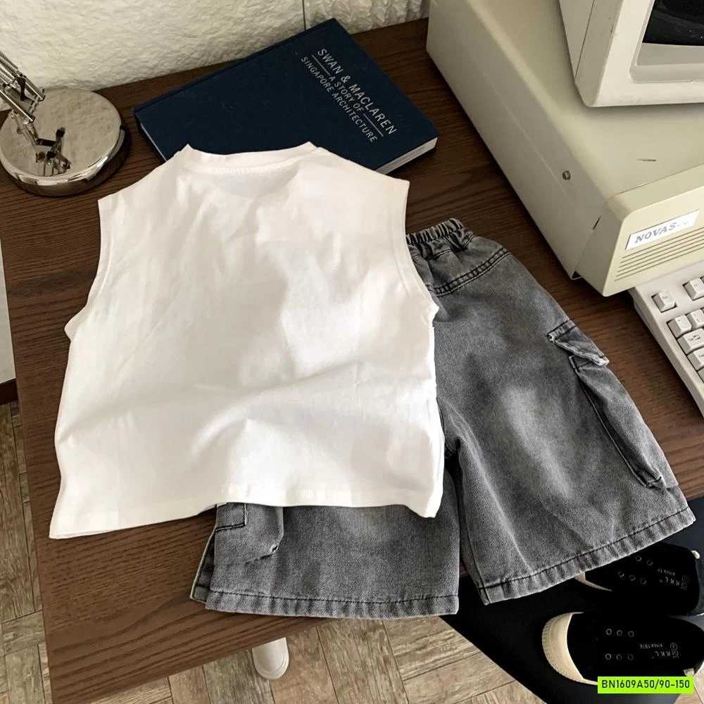 ÁO SÁT NÁCH TÁN ĐINH MIX SHORT JEANS