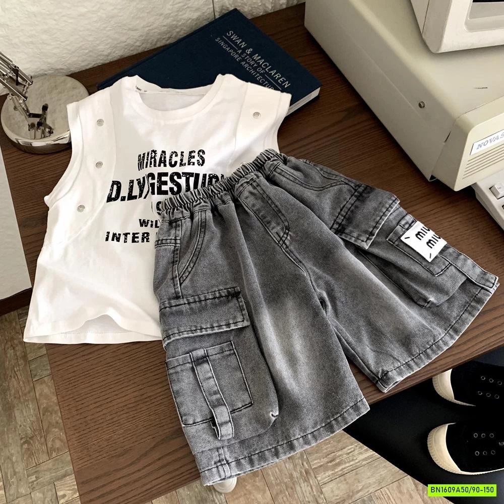 ÁO SÁT NÁCH TÁN ĐINH MIX SHORT JEANS