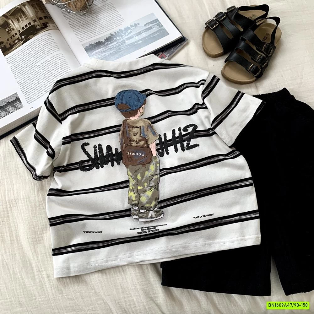 ÁO THUN KẺ IN HÌNH LƯNG