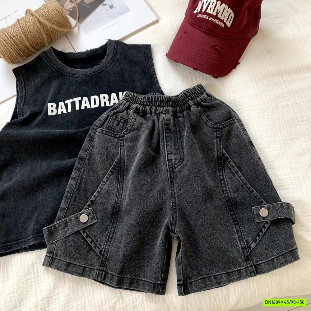 ÁO THUN ĐEN RÁCH MIX SHORT JEANS