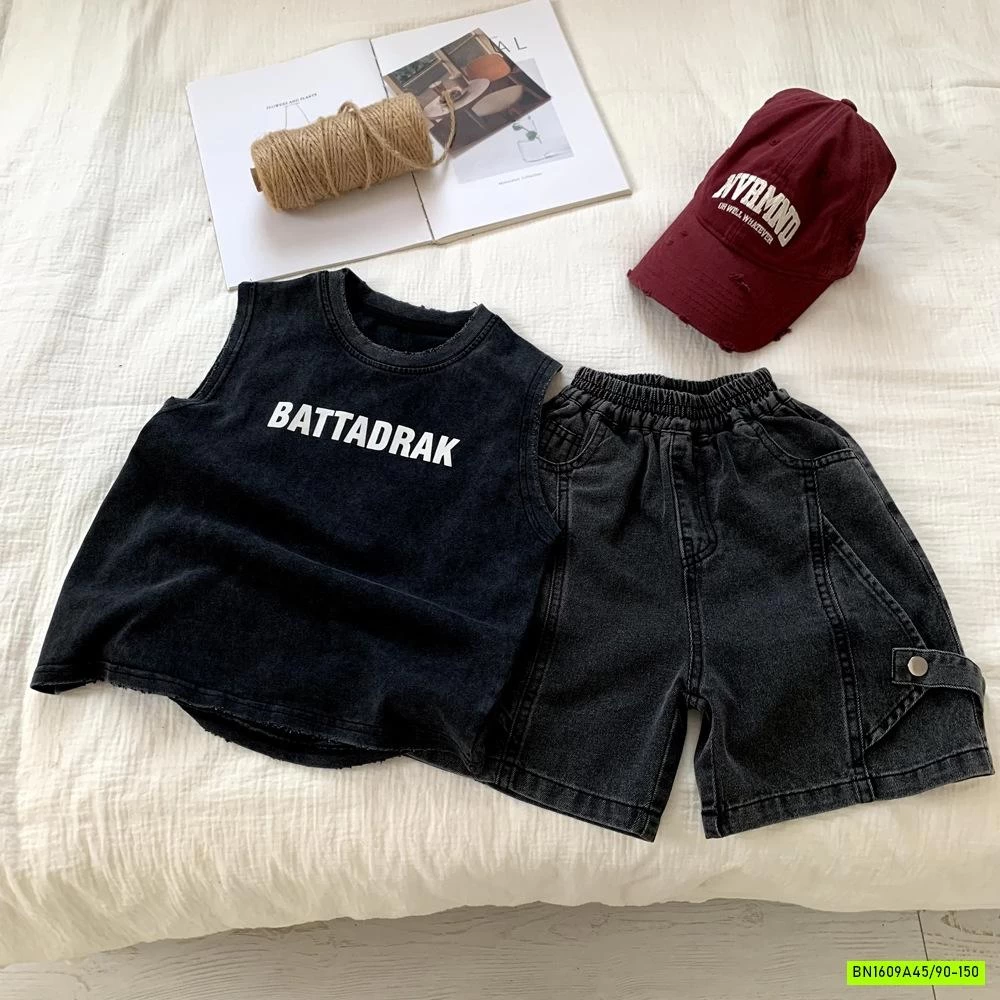 ÁO THUN ĐEN RÁCH MIX SHORT JEANS