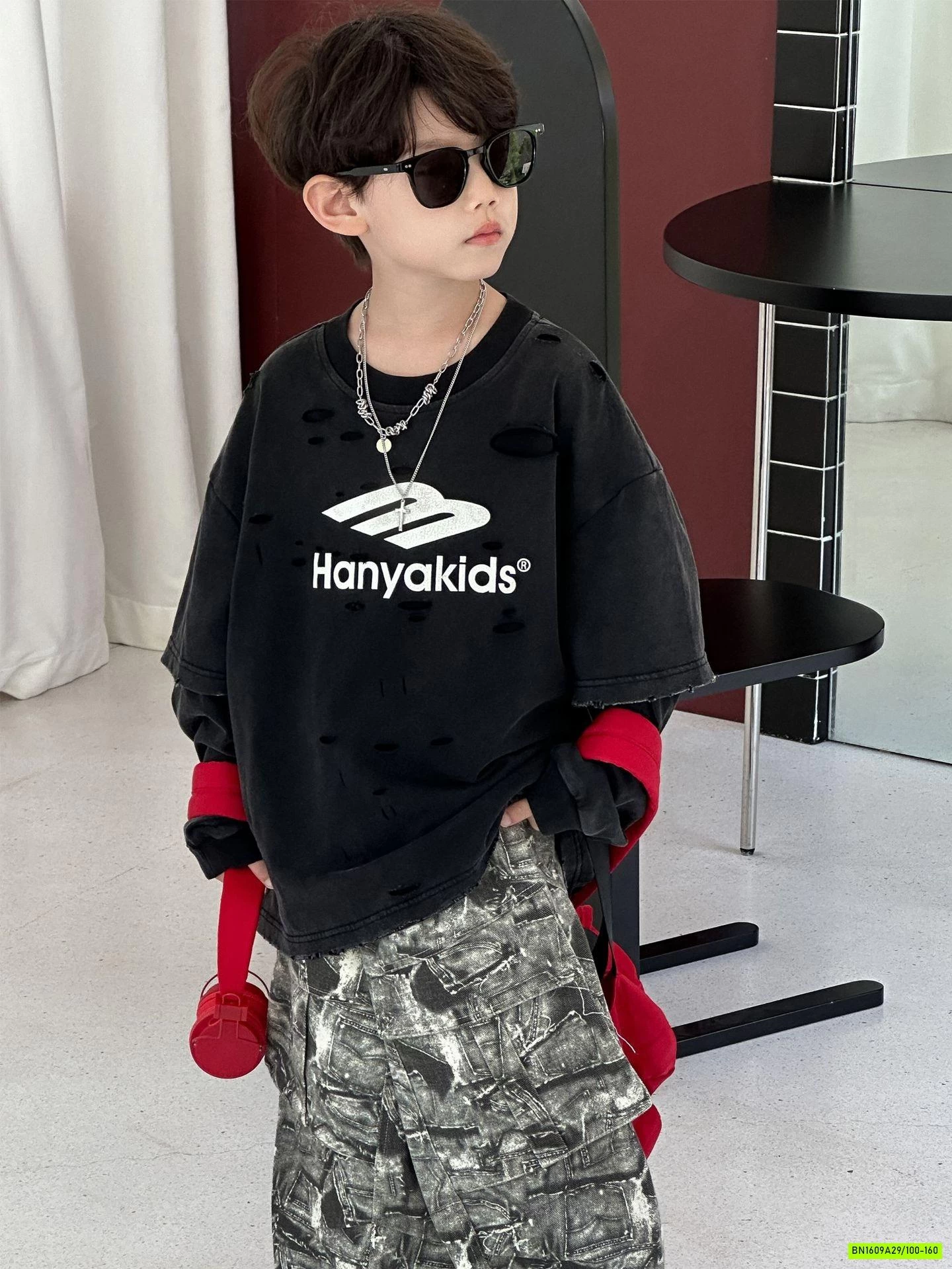 ÁO THUN ĐEN BẠC MÀU GIẢ 2 LỚP