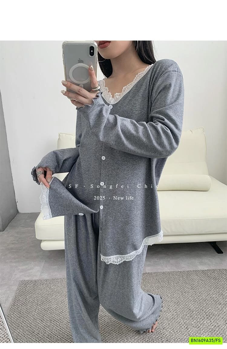 PIZAMA NỈ VIỀN REN SONGFEI