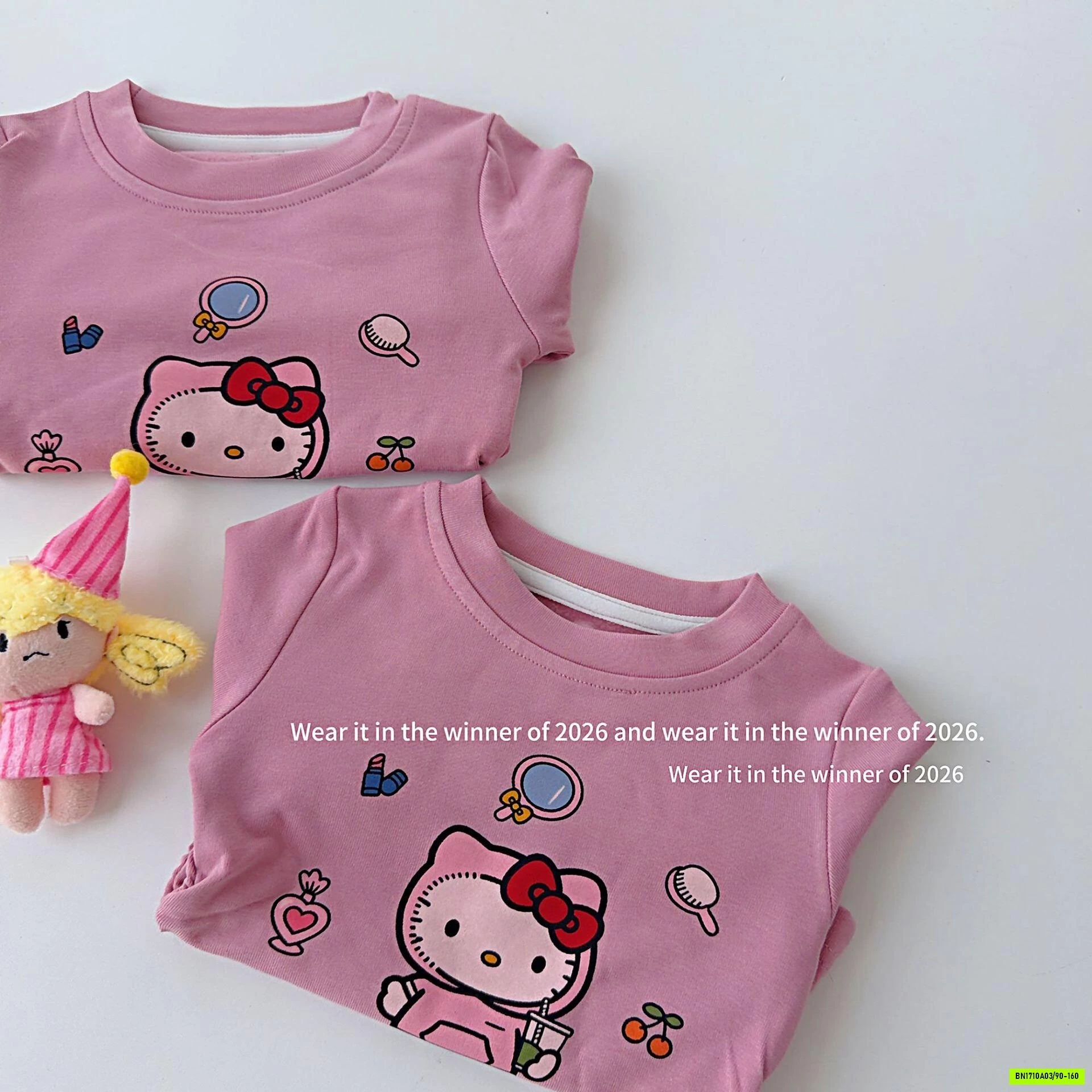 ÁO THUN HỒNG KITTY RÍT EO T&QKIDS
