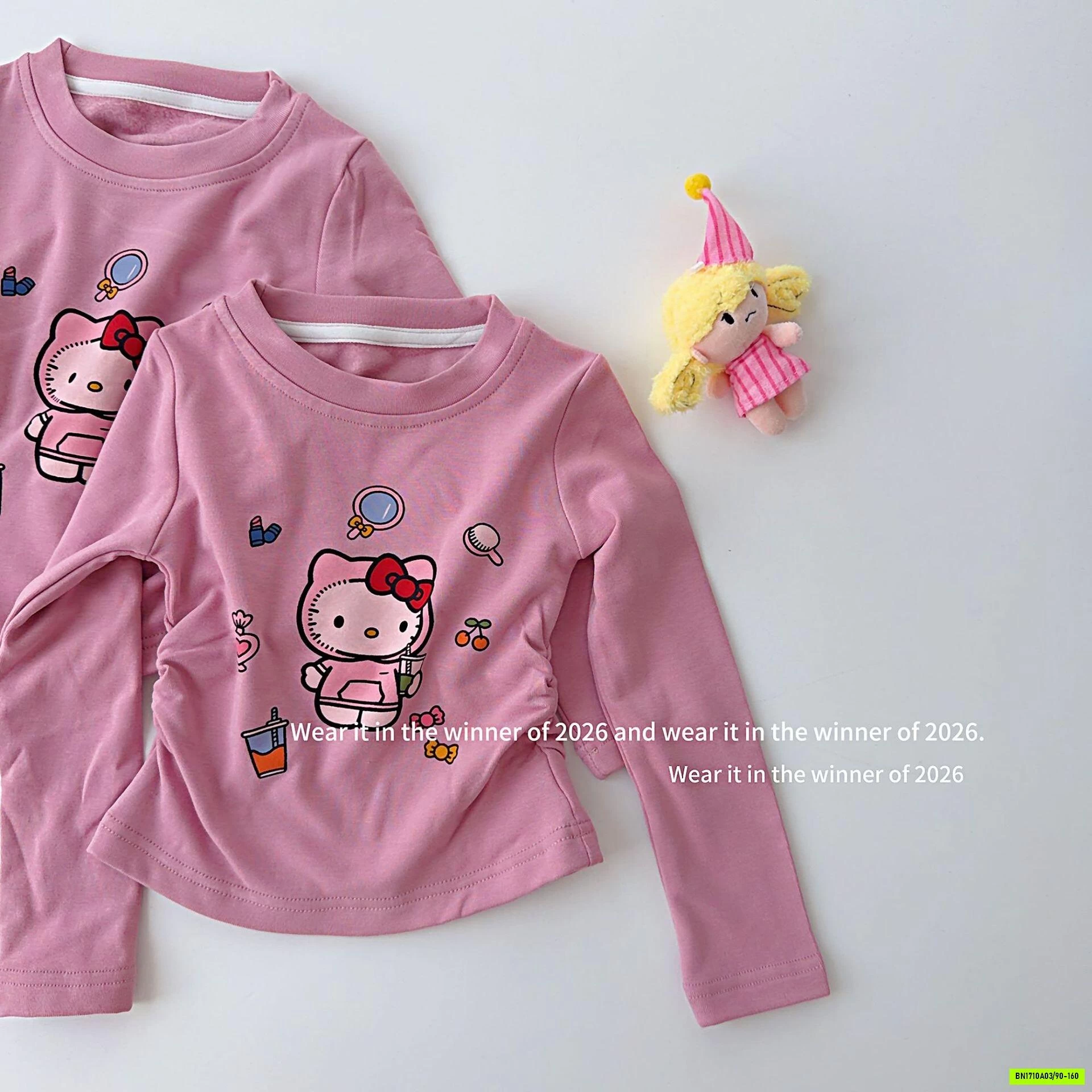 ÁO THUN HỒNG KITTY RÍT EO T&QKIDS