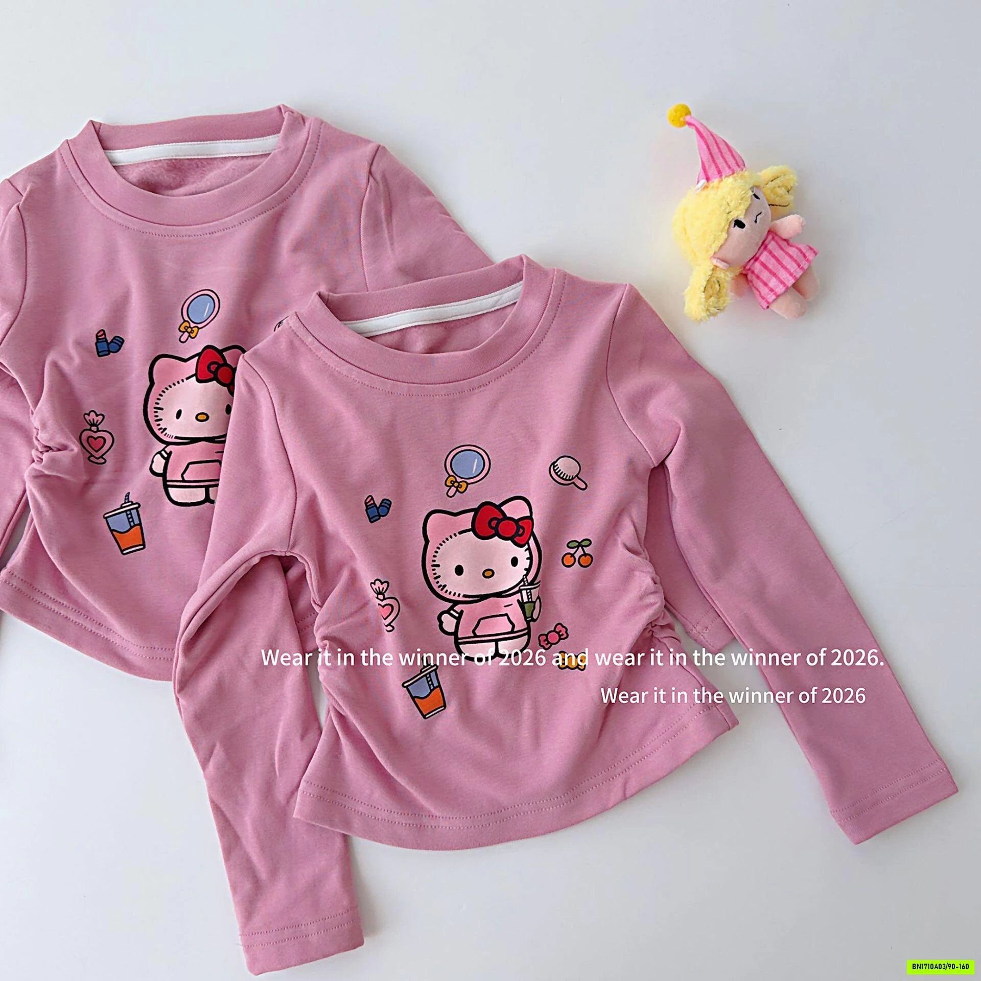 ÁO THUN HỒNG KITTY RÍT EO T&QKIDS