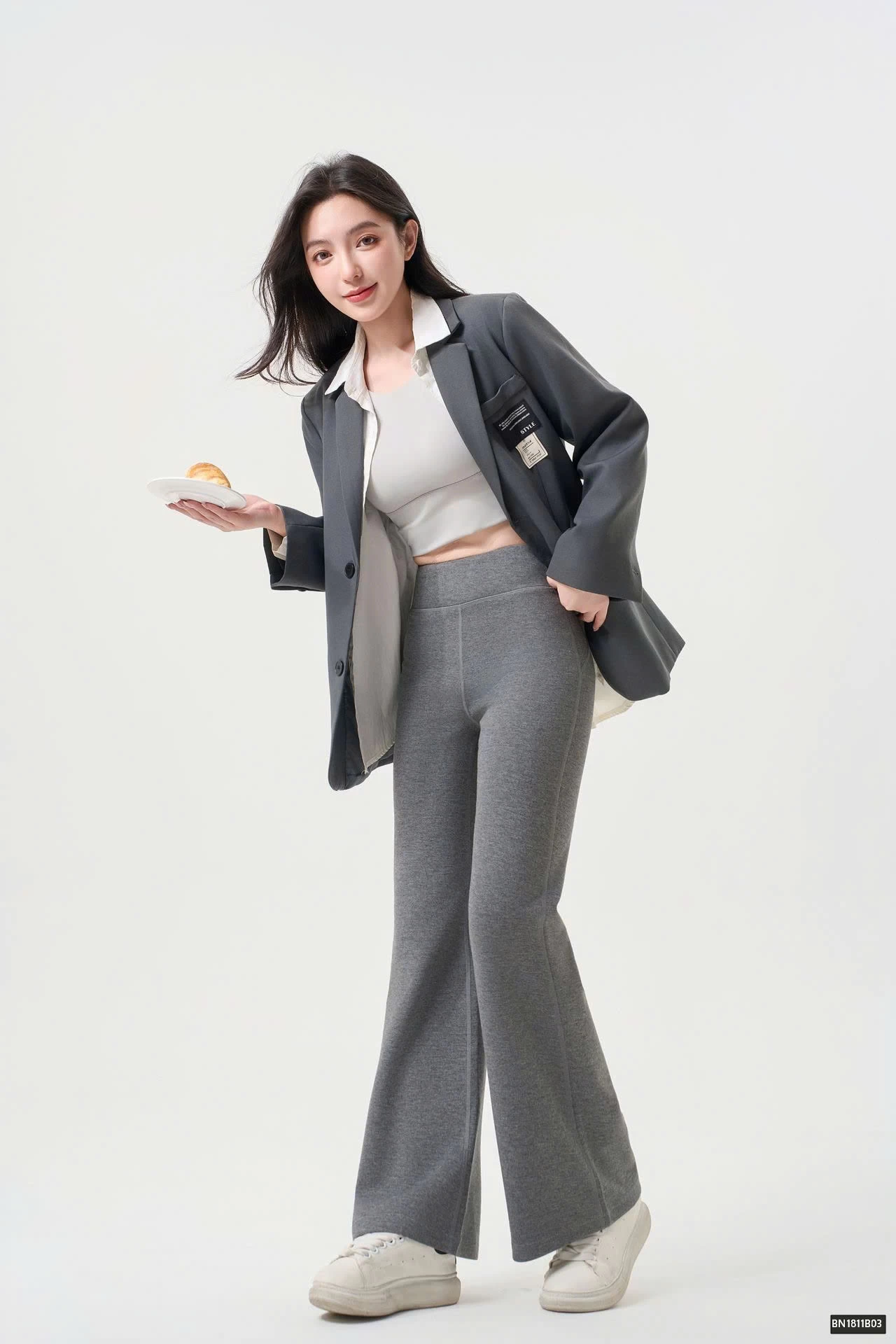 QUẦN COTTON ỐNG ĐỨNG DÁNG LOE NHẸ