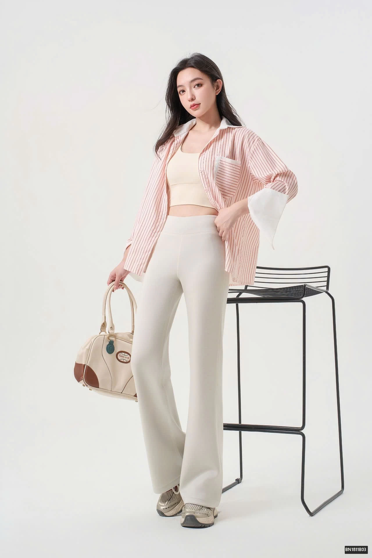 QUẦN COTTON ỐNG ĐỨNG DÁNG LOE NHẸ