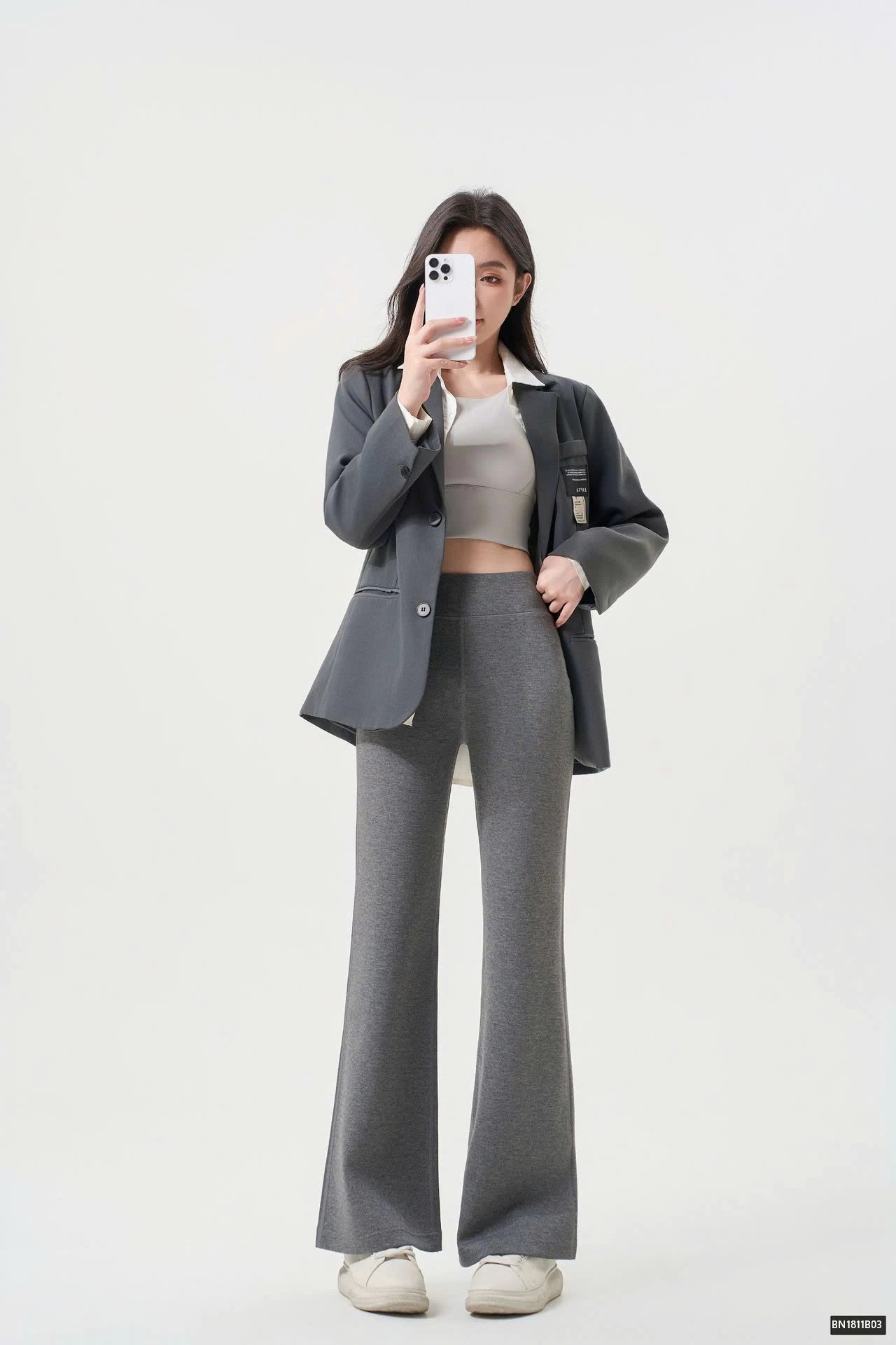 QUẦN COTTON ỐNG ĐỨNG DÁNG LOE NHẸ