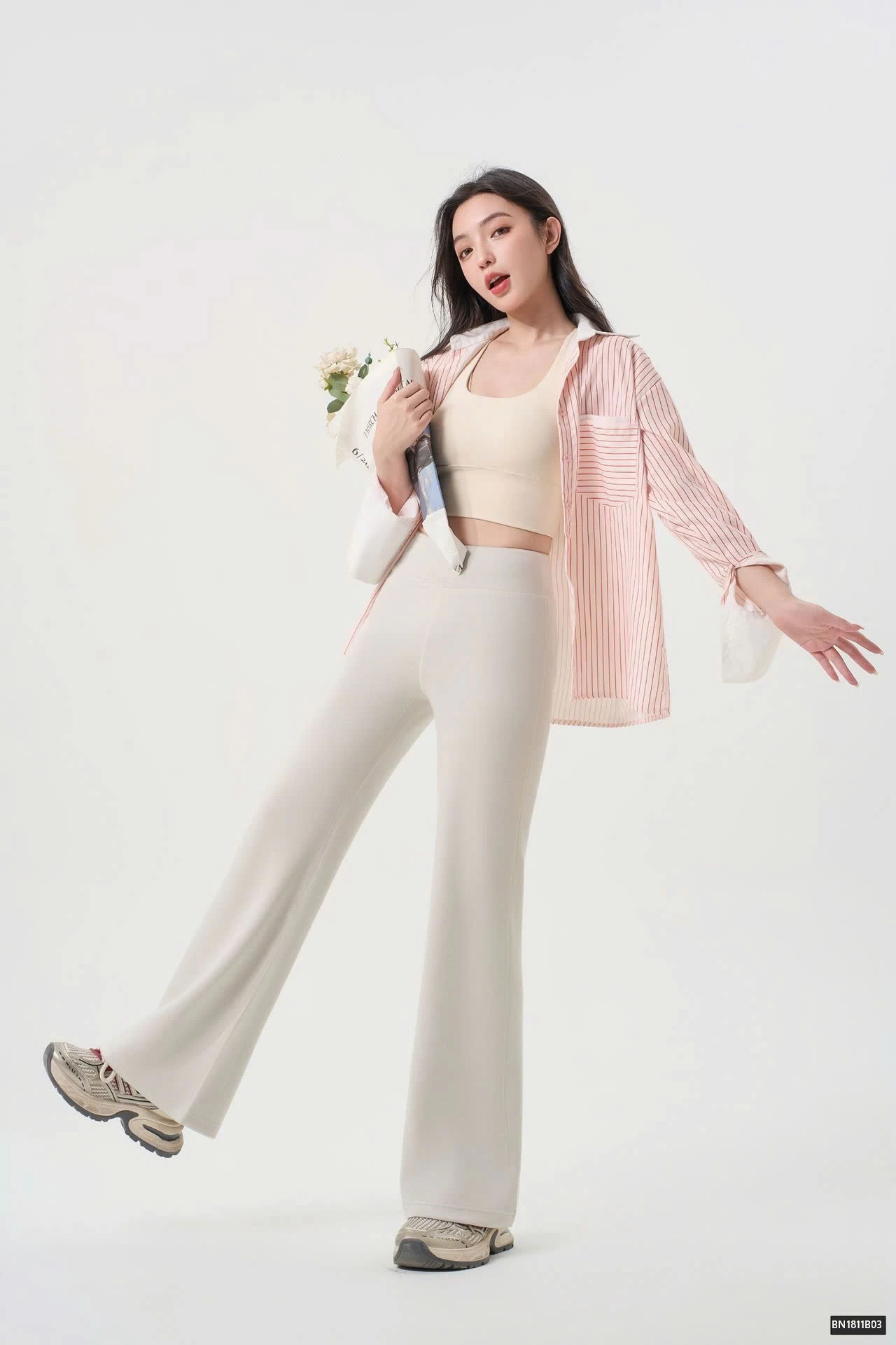 QUẦN COTTON ỐNG ĐỨNG DÁNG LOE NHẸ