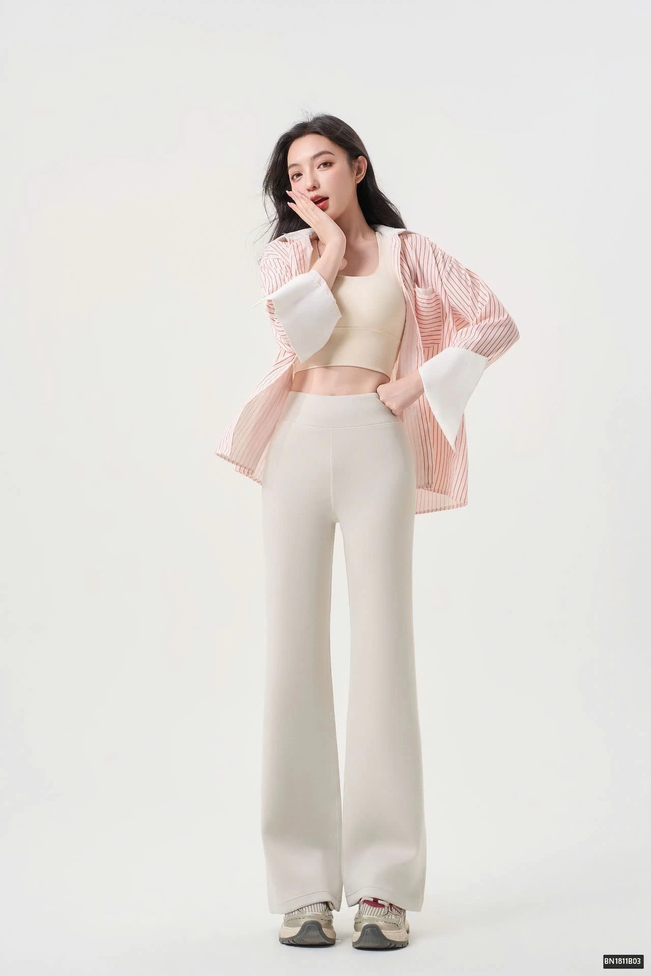 QUẦN COTTON ỐNG ĐỨNG DÁNG LOE NHẸ