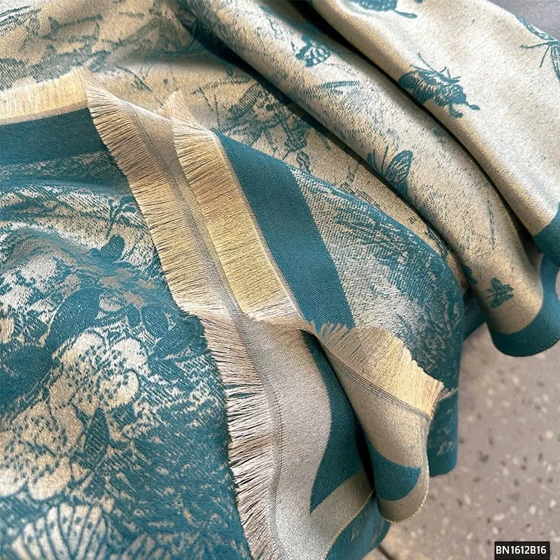 KHĂN CHOÀNG GIẢ LỤA HỌA TIẾT BƯỚM