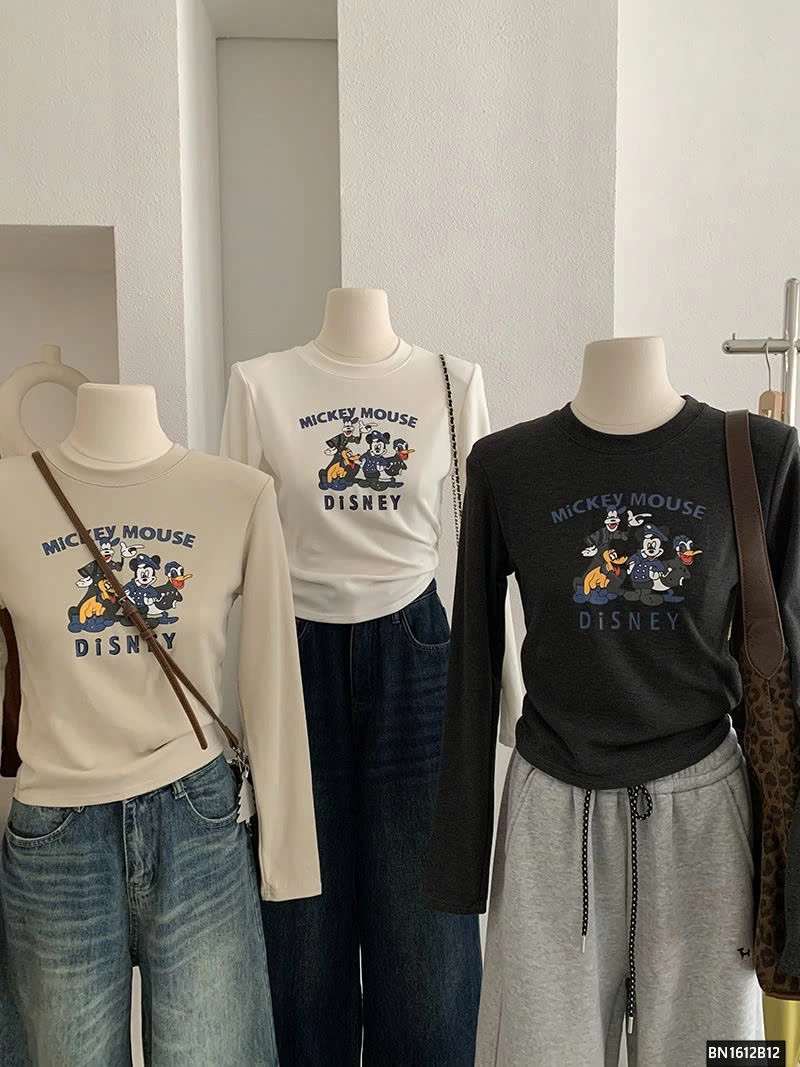 ÁO THUN MICKEY-DONAL DÀI TAY LÓT LÔNG MỎNG