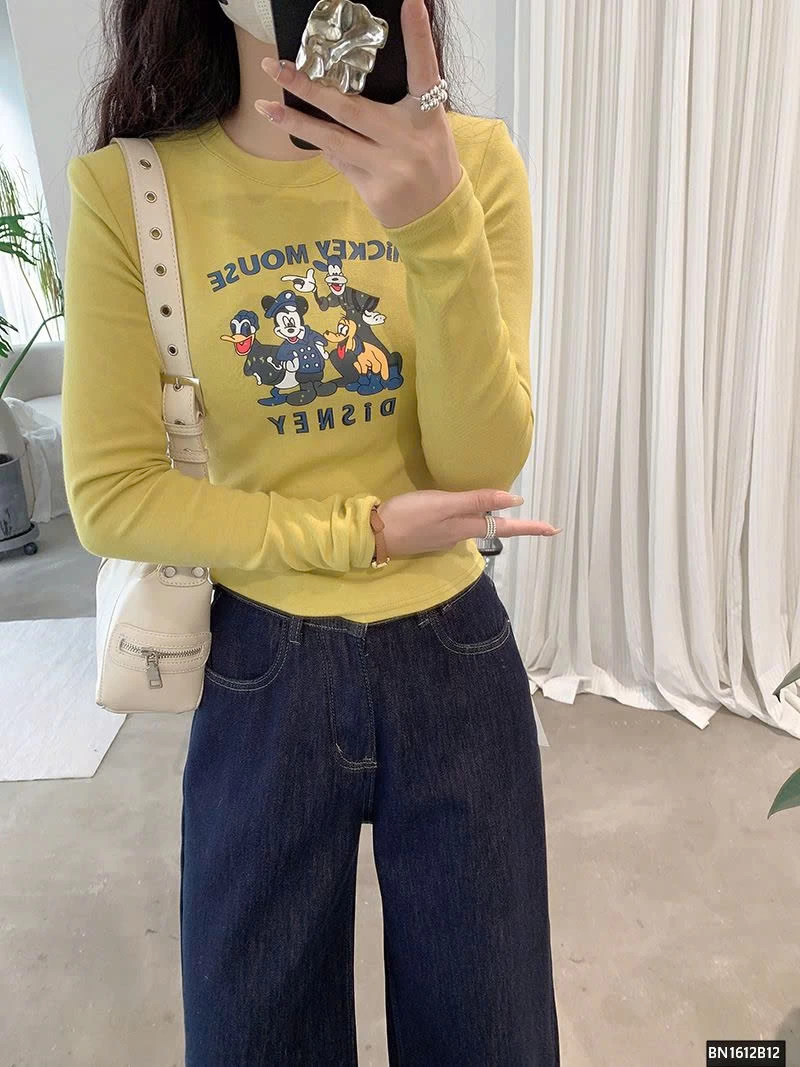 ÁO THUN MICKEY-DONAL DÀI TAY LÓT LÔNG MỎNG