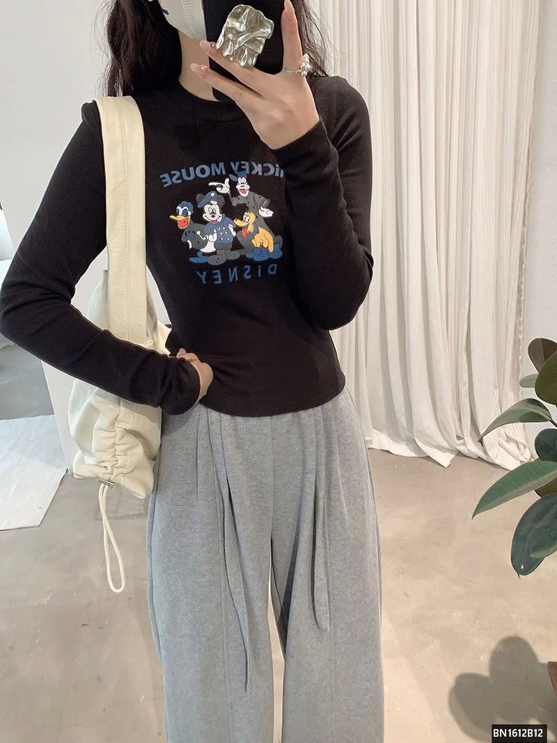 ÁO THUN MICKEY-DONAL DÀI TAY LÓT LÔNG MỎNG