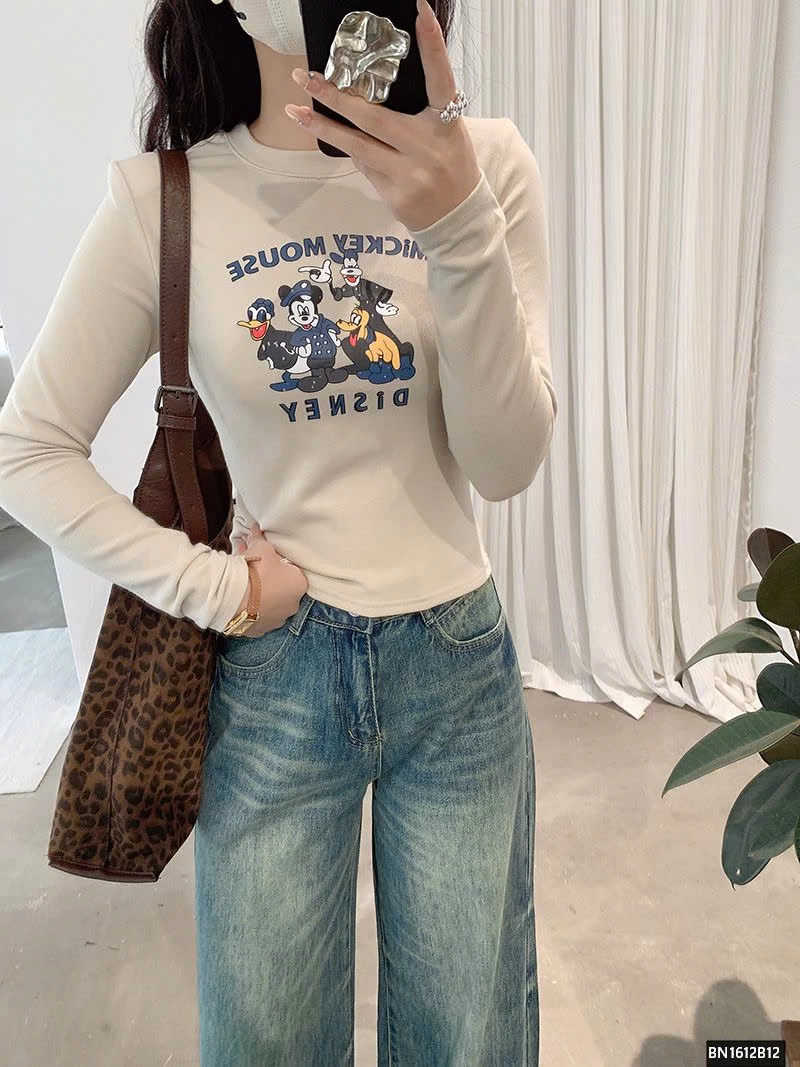 ÁO THUN MICKEY-DONAL DÀI TAY LÓT LÔNG MỎNG