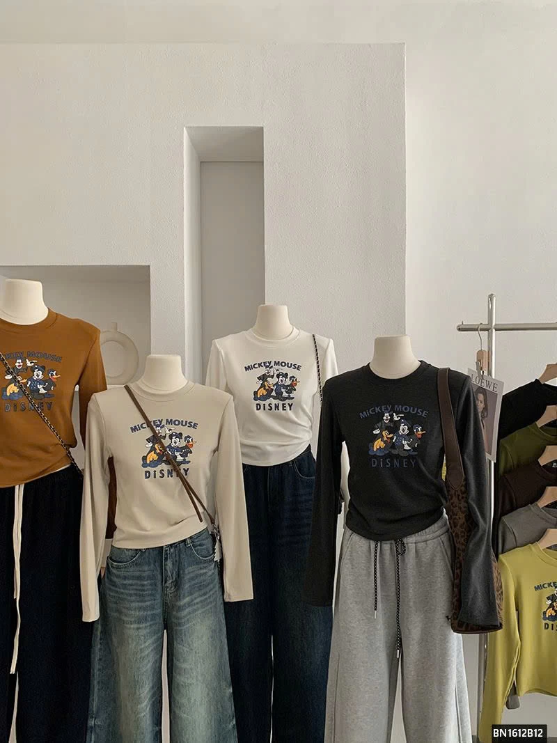 ÁO THUN MICKEY-DONAL DÀI TAY LÓT LÔNG MỎNG
