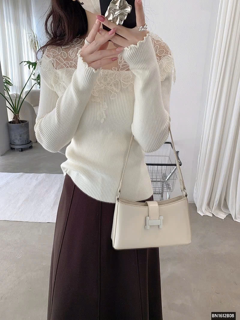 ÁO LEN DÀI TAY CỔ REN