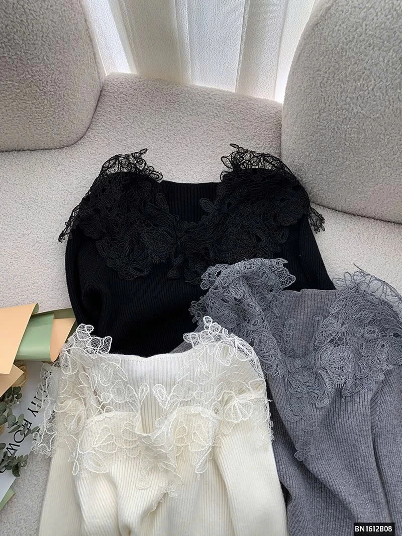 ÁO LEN DÀI TAY CỔ REN