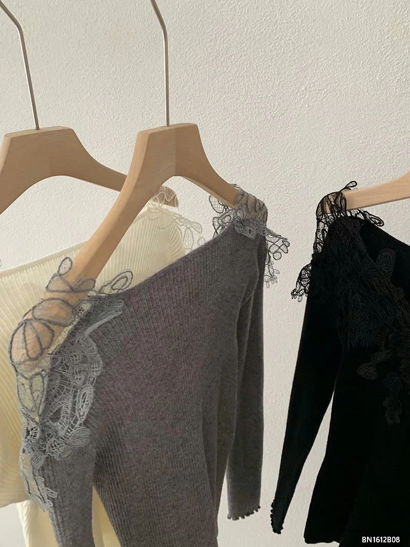 ÁO LEN DÀI TAY CỔ REN