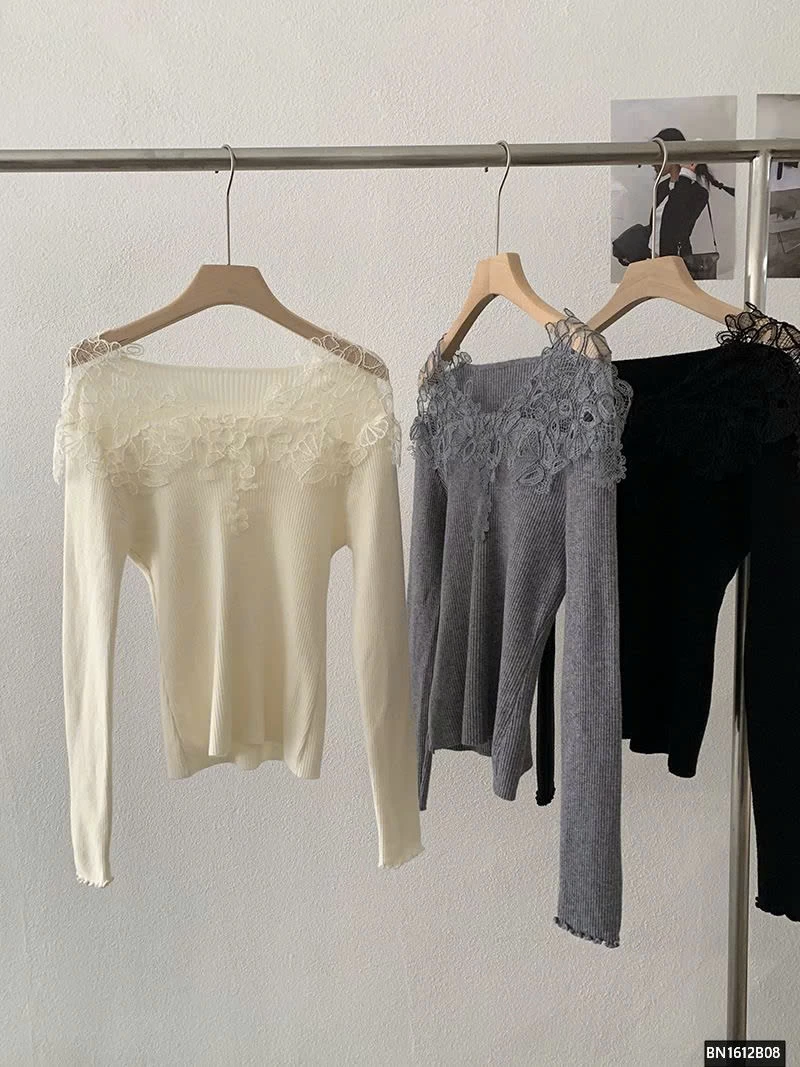 ÁO LEN DÀI TAY CỔ REN