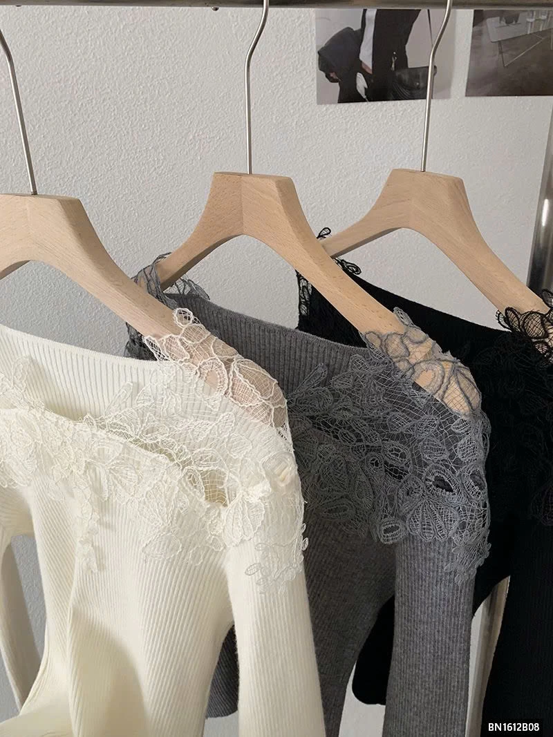 ÁO LEN DÀI TAY CỔ REN