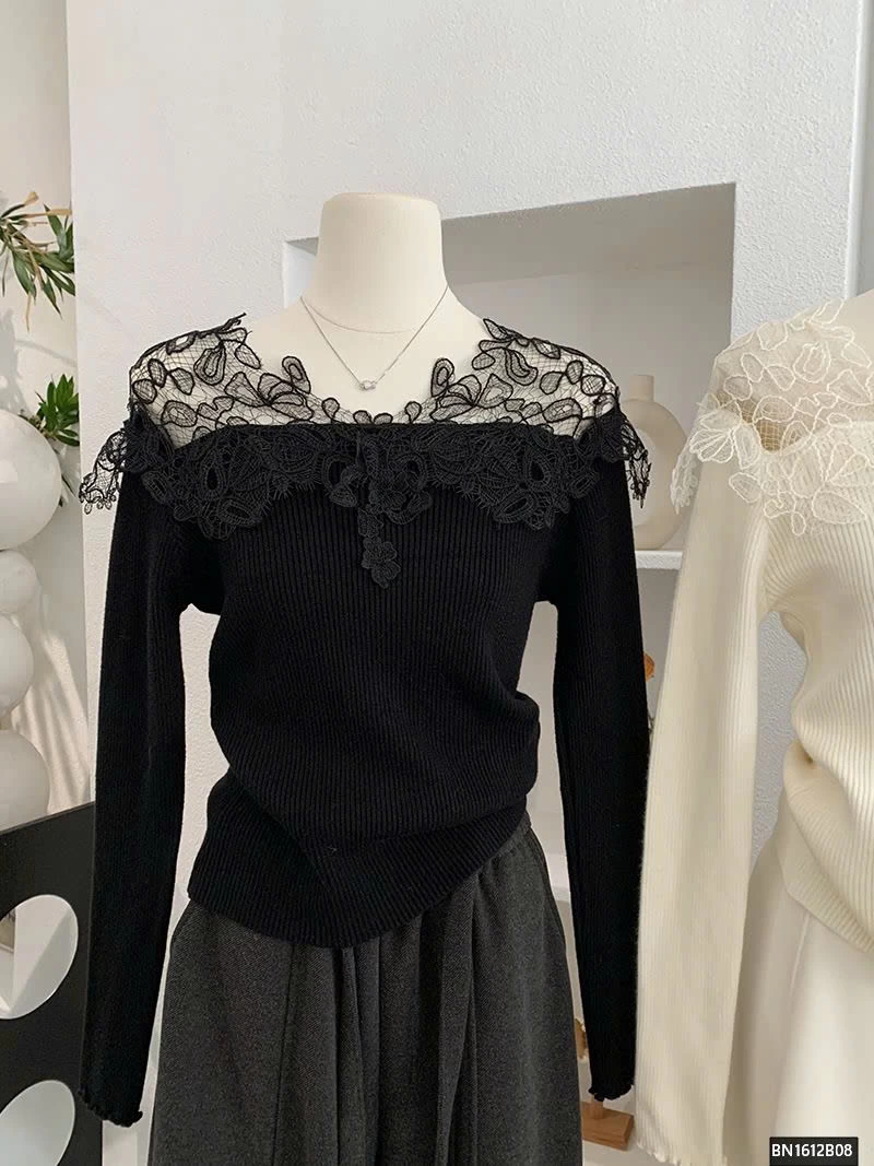 ÁO LEN DÀI TAY CỔ REN