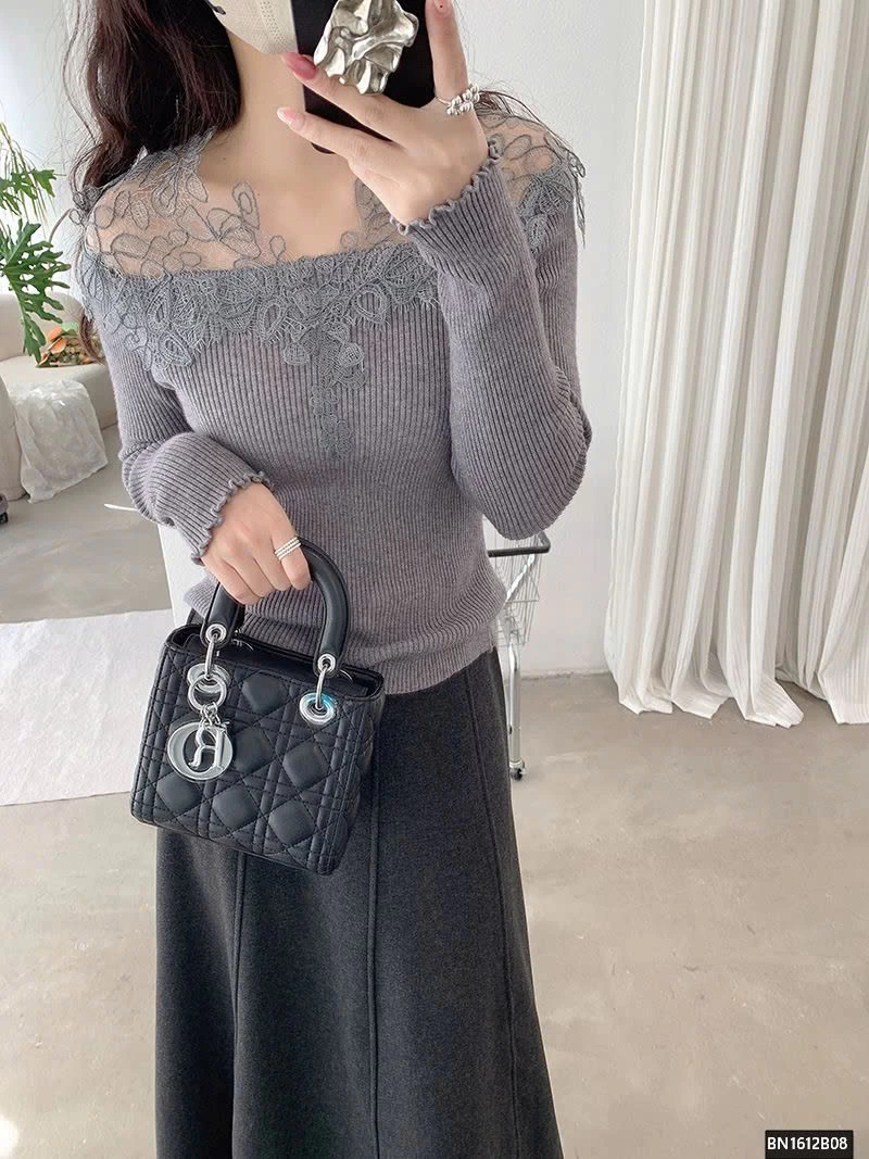 ÁO LEN DÀI TAY CỔ REN