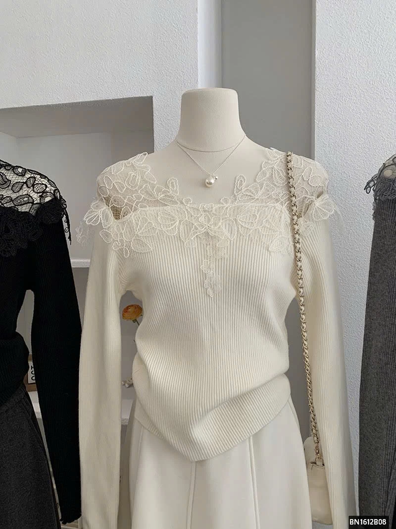 ÁO LEN DÀI TAY CỔ REN