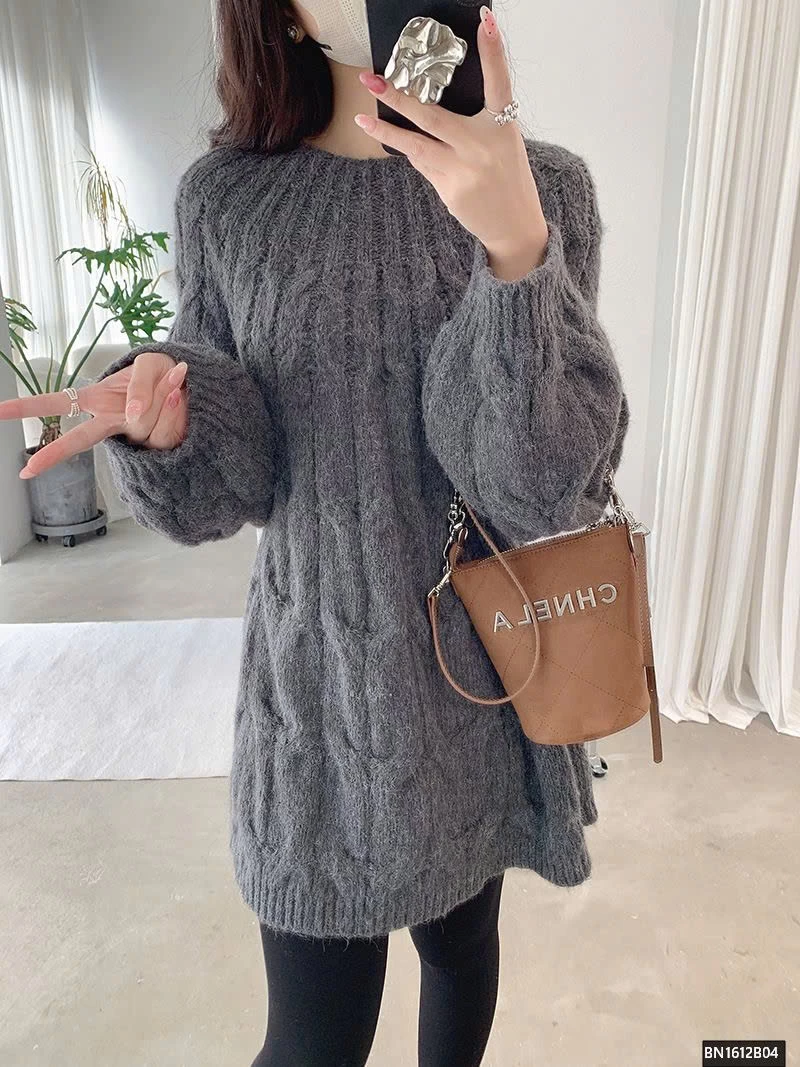 ÁO LEN THỪNG DÁN DÀI NỮ