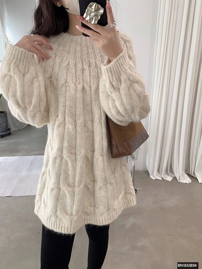 ÁO LEN THỪNG DÁN DÀI NỮ