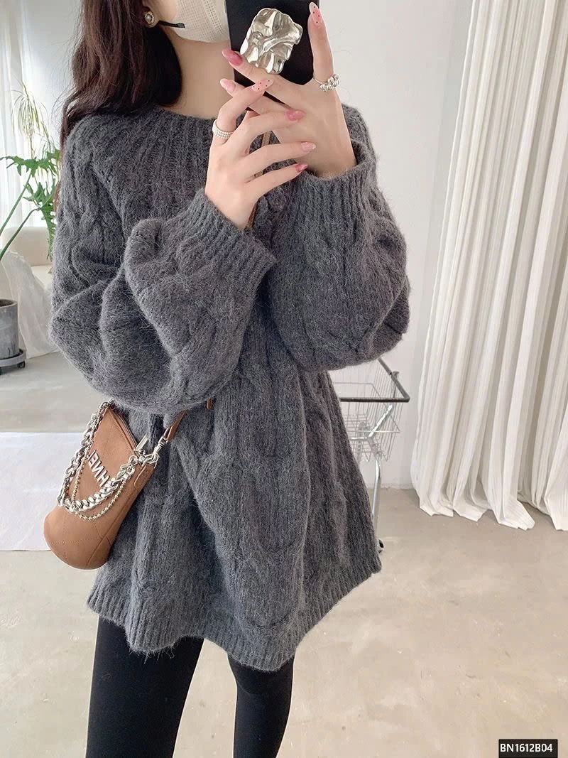 ÁO LEN THỪNG DÁN DÀI NỮ