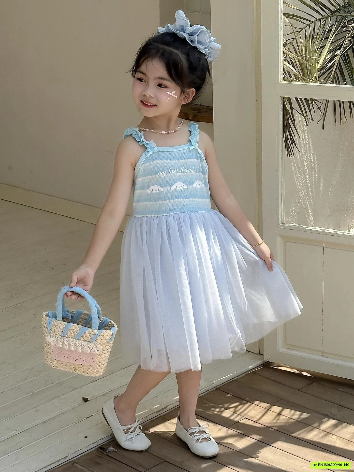 ĐẦM THUN 2 DÂY PHỐI CHÂN VOAN SANRITO